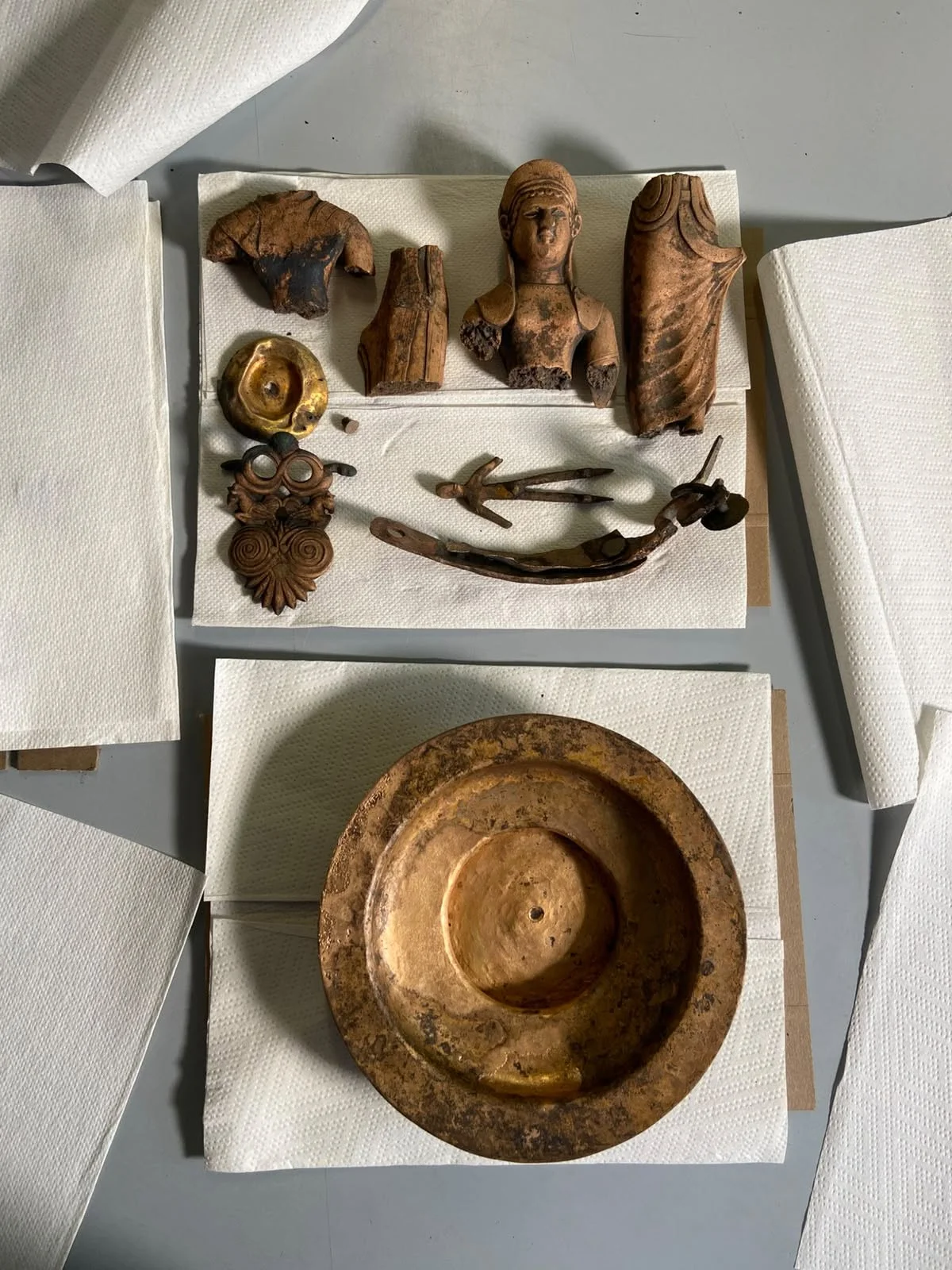 Archaeological artifacts from a well
